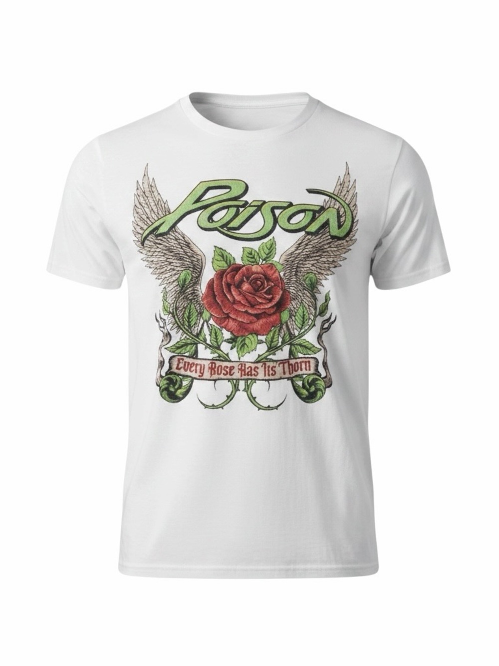 Poison Graphic Tee - White with Red Rose size m